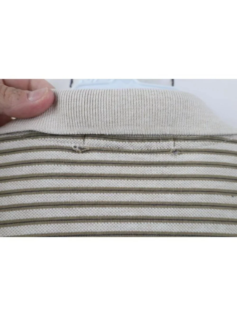 Vintage 90s Ralph Lauren Mens Large Distressed Striped Knit Golf Polo Shirt